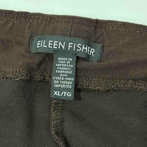 Eileen Fisher XL Brown Pants Slacks Cropped Elastic Waist 36 x 27 SNAG FLAW - Picture 5 of 7